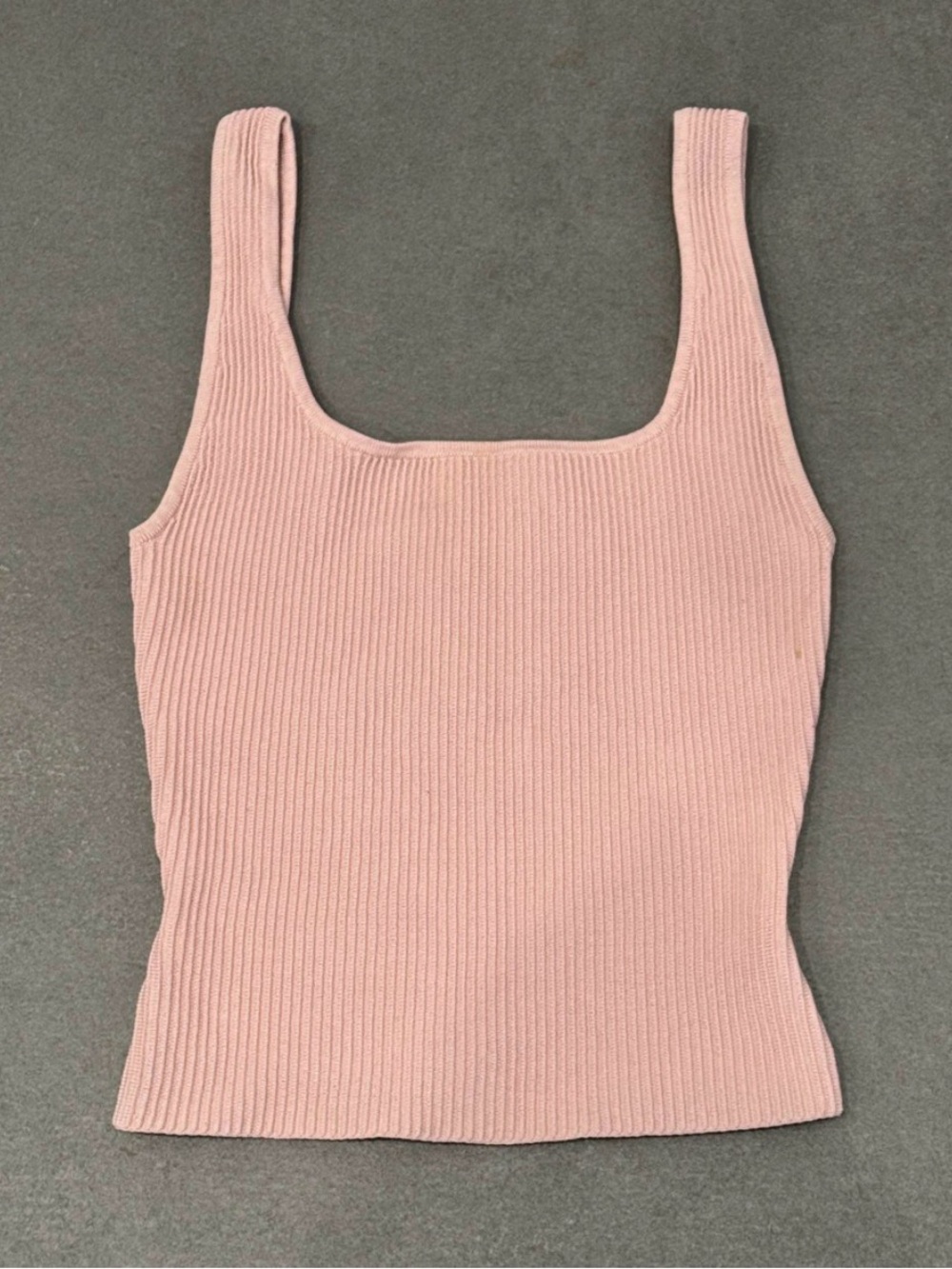 Aritzia Babylon Ribbed Square-Neck Tank Top in Pink